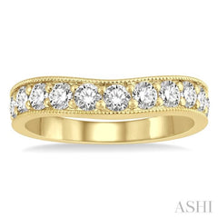 1 ctw Arched Round Cut Diamond Wedding Band in 14K Yellow Gold