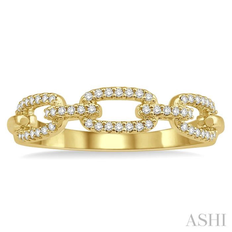 1/5 ctw Interlocked Links Round Cut Diamond Ladies Ring in 14K Yellow Gold
