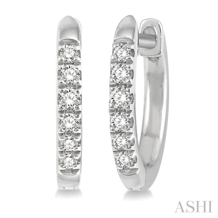 1/8 Ctw Single Cut Diamond Huggie Petite Earrings in 10K White Gold
