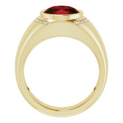 14K Yellow Natural Mozambique Garnet & 1/8 CTW Natural Diamond Ring