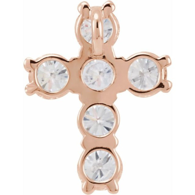 14K Rose 9/10 CTW Natural Diamond Cross Pendant
