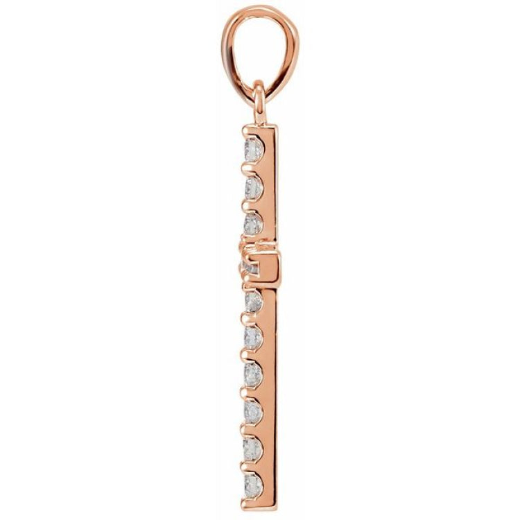 14K Rose 3/4 CTW Natural Diamond Cross Pendant