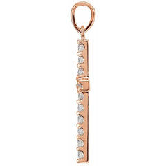 14K Rose 1 3/8 CTW Natural Diamond Cross Pendant