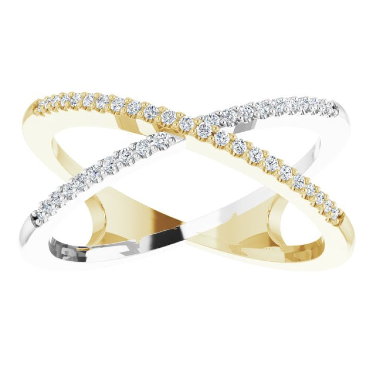14K Yellow/White 1/6 CTW Natural Diamond Criss-Cross Ring