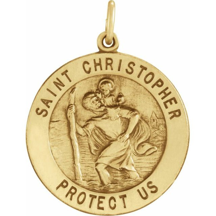14K Yellow 25 mm St. Christopher Medal