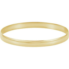 14K Yellow Engravable 6 mm Half Round Bangle 7 1/2" Bracelet