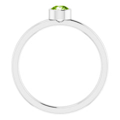 Rhodium-Plated Sterling Silver 4 mm Imitation Peridot Ring