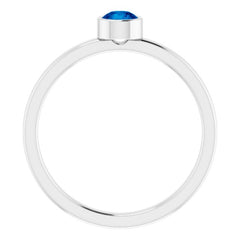 Rhodium-Plated Sterling Silver 4 mm Imitation Blue Sapphire Ring