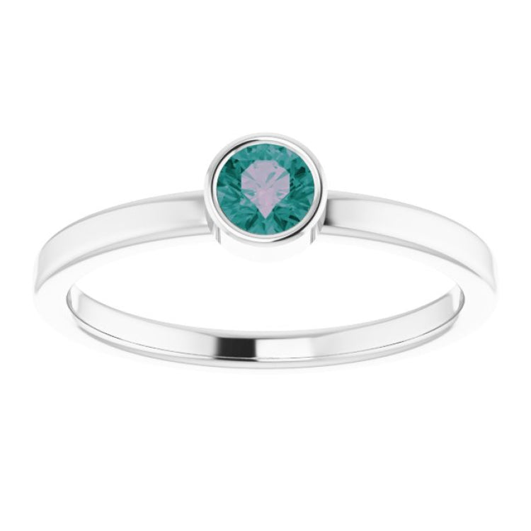 14K White 4 mm Lab-Grown Alexandrite Ring