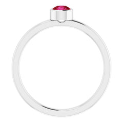 14K White 4 mm Lab-Grown Ruby Ring