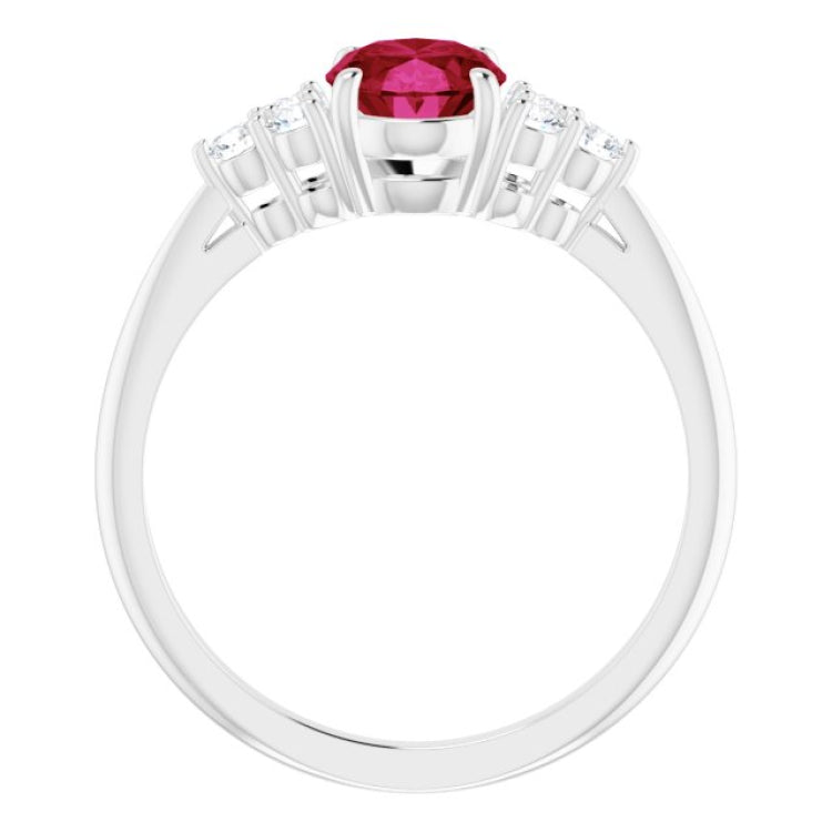 Sterling Silver Lab-Grown Ruby & 1/4 CTW Natural Diamond Ring