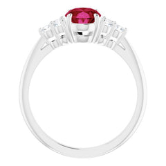 Sterling Silver Lab-Grown Ruby & 1/4 CTW Natural Diamond Ring