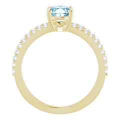 14K Yellow Natural Sky Blue Topaz & 1/3 CTW Natural Diamond Ring