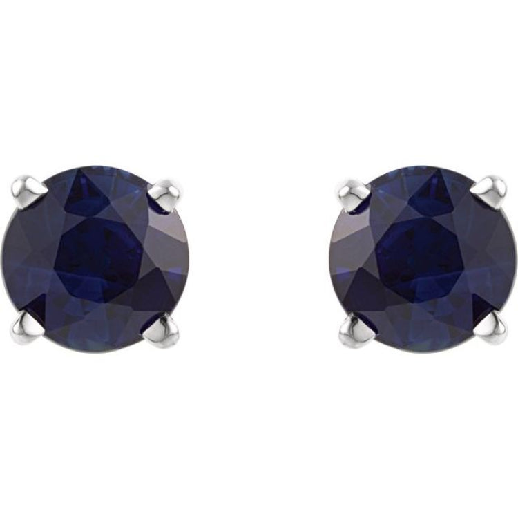 14K White 5 mm Lab-Grown Blue Sapphire Earrings