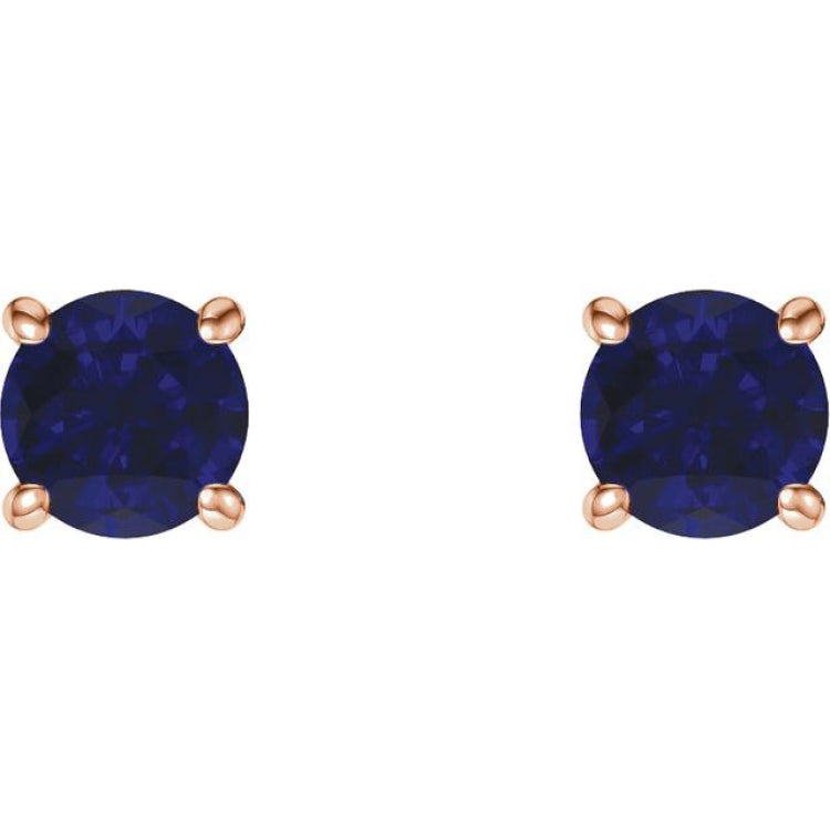 14K Rose 5 mm Lab-Grown Blue Sapphire Earrings