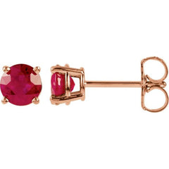 14K Rose 5 mm Lab-Grown Ruby Earrings
