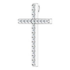 14K White 5/8 CTW Natural Diamond Cross Pendant
