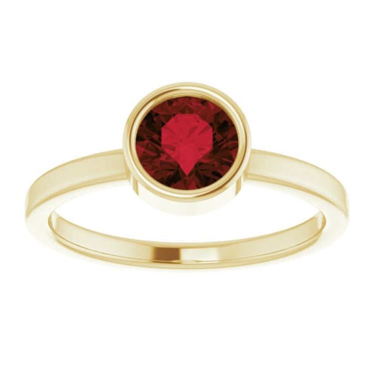 14K Yellow 6 mm Natural Mozambique Garnet Ring