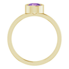 14K Yellow 6 mm Natural Amethyst Ring