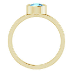 14K Yellow 6 mm Natural Aquamarine Ring
