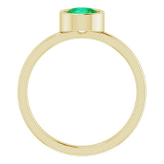 14K Yellow 6 mm Natural Emerald Ring
