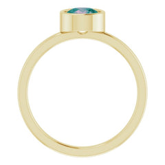 14K Yellow 6 mm Lab-Grown Alexandrite Ring