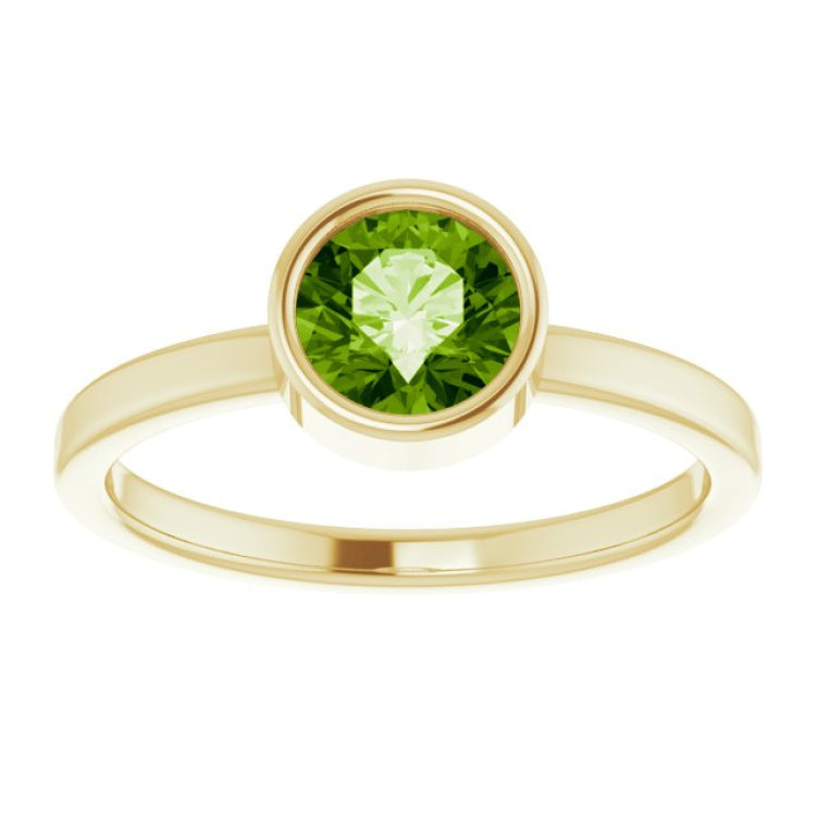 14K Yellow 6 mm Natural Peridot Ring