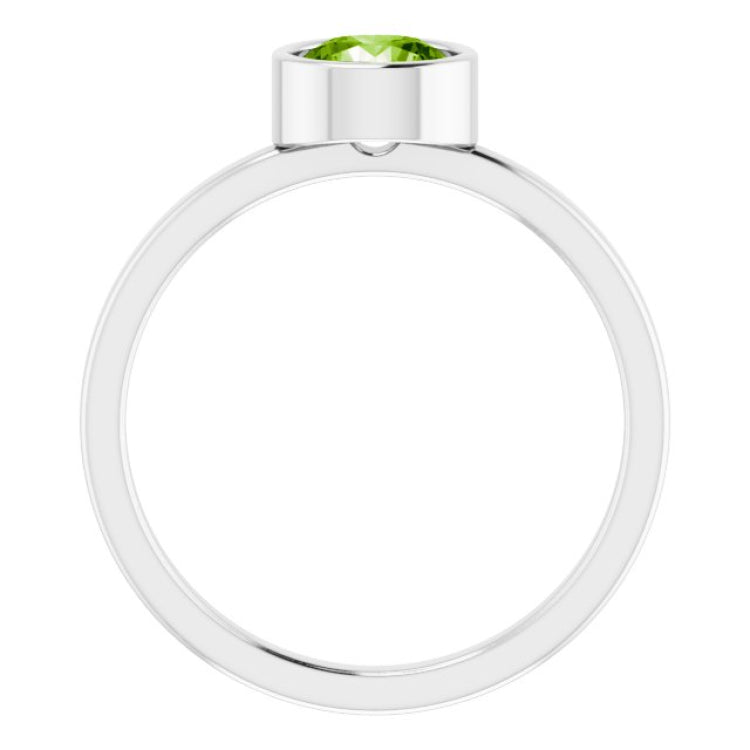 Rhodium-Plated Sterling Silver 6 mm Imitation Peridot Ring