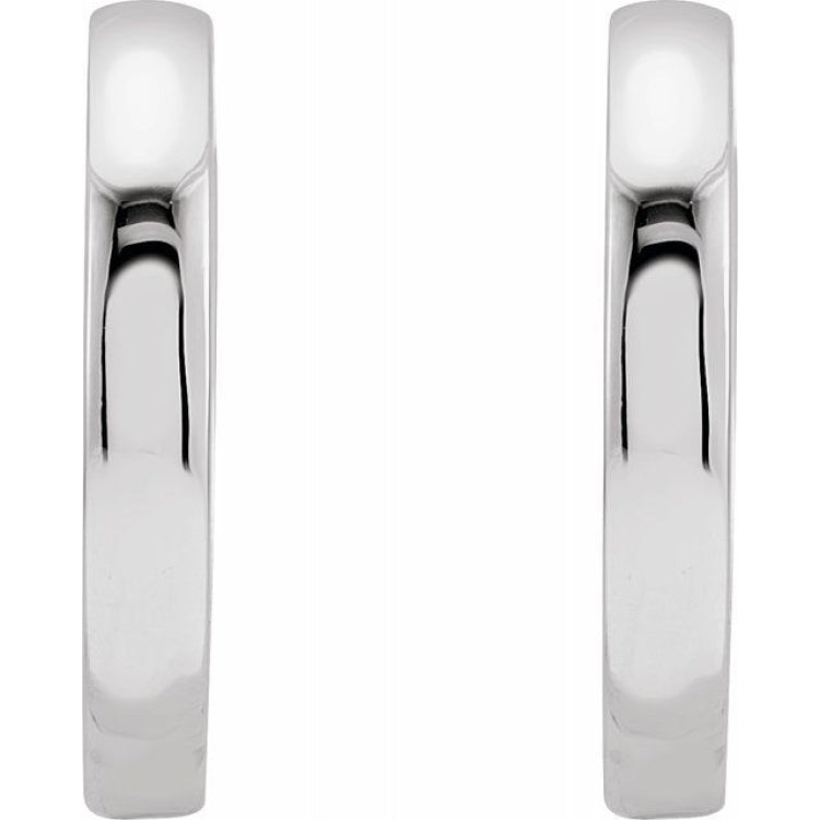 14K White Hinged 18 mm Hoop Earrings