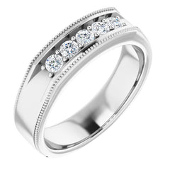 14K White 1/3 CTW Natural Diamond Milgrain Band