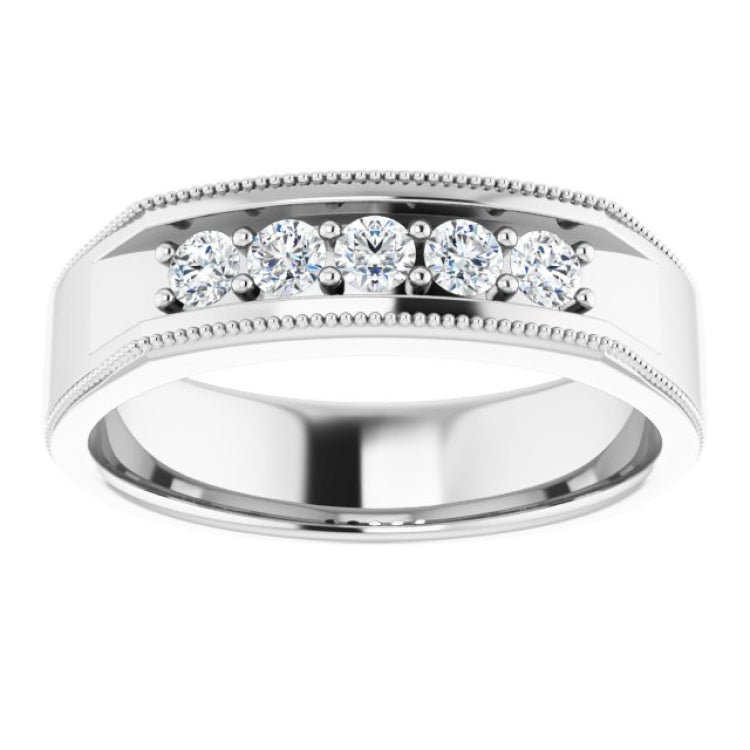 Platinum 1/3 CTW Natural Diamond Milgrain Band