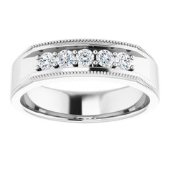 Platinum 1/3 CTW Natural Diamond Milgrain Band