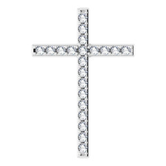 14K White 7/8 CTW Natural Diamond Cross Pendant