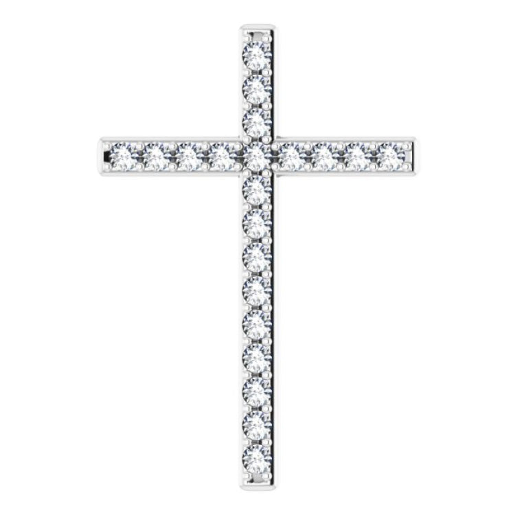 14K White 1 CTW Natural Diamond Cross Pendant