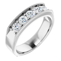 Platinum 1 CTW Natural Diamond Milgrain Band