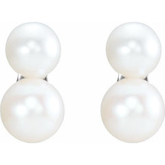 Platinum Cultured White Freshwater Pearl Ear Climbers