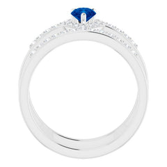 Platinum Natural Blue Sapphire & 1/3 CTW Natural Diamond Ring