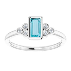 14K White Natural London Blue Topaz & .06 CTW Natural Diamond Ring