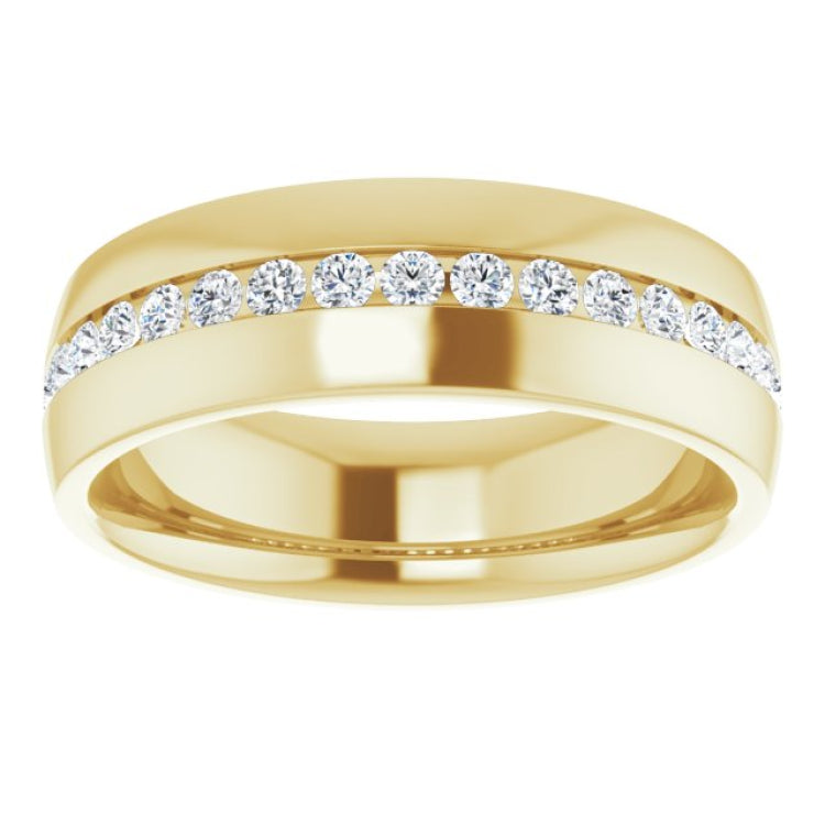 14K Yellow 3/8 CTW Natural Black Diamond Band