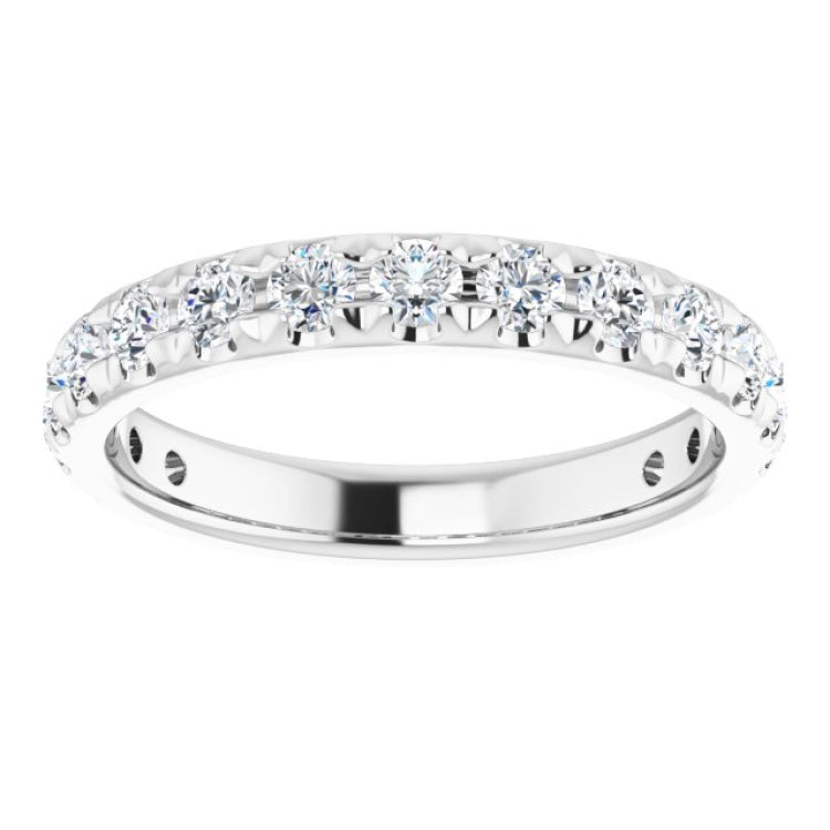14K White 1 CTW Natural Diamond French-Set Anniversary Band