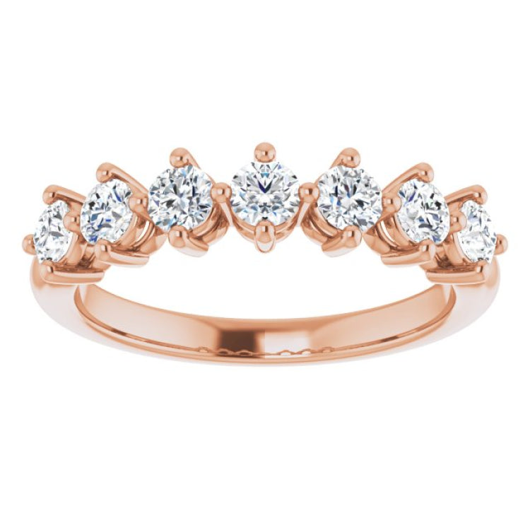 14K Rose 3/4 CTW Natural Diamond Anniversary Band