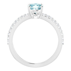 14K White Natural Sky Blue Topaz & 1/3 CTW Natural Diamond Ring