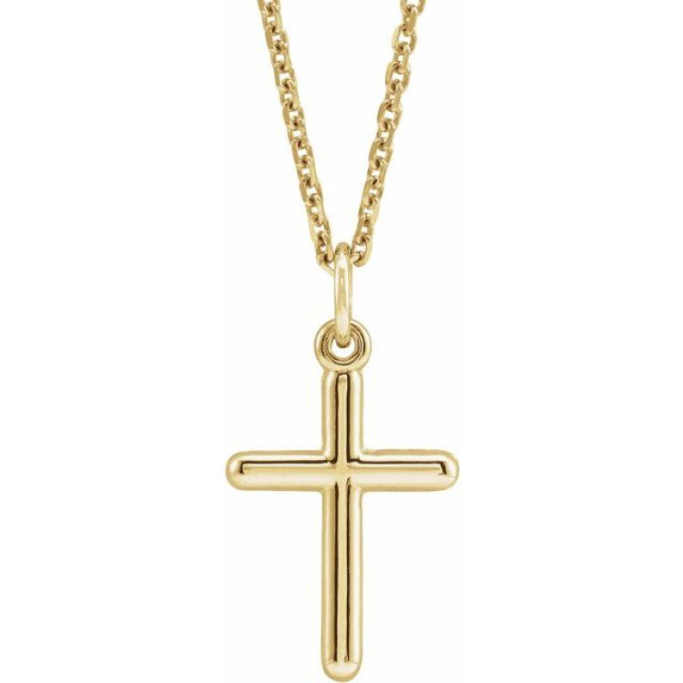 14K Yellow Cross 18" Necklace