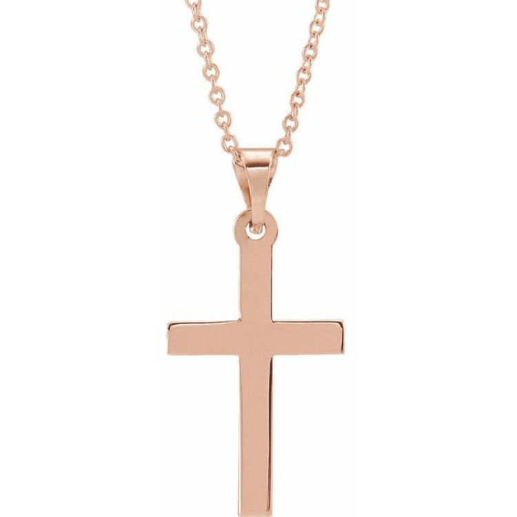 14K Rose Cross 18" Necklace