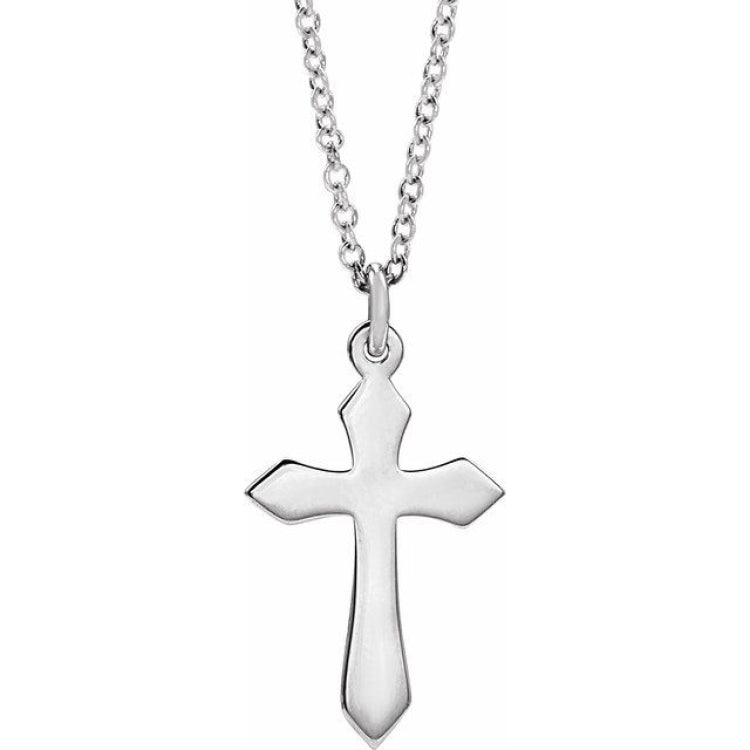 14K White Cross 18" Necklace