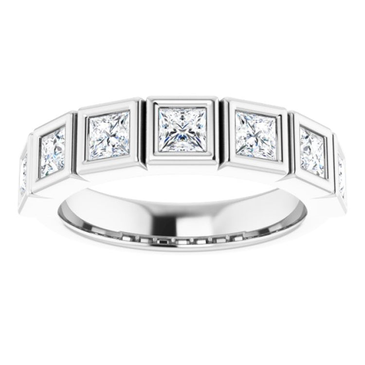 14K White 1 1/8 CTW Natural Diamond Anniversary Band