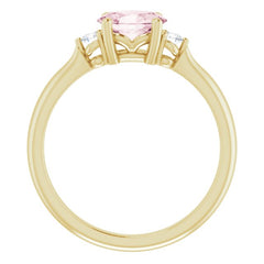 14K Yellow 7x5 mm Oval Natural Pink Morganite & .08 CTW Natural Diamond Ring