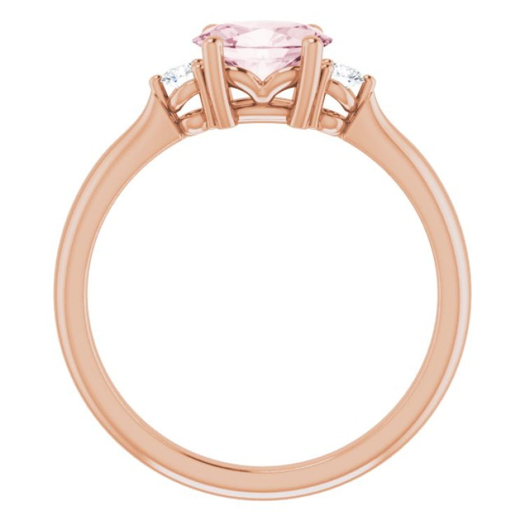 14K Rose 7x5 mm Oval Natural Pink Morganite & .08 CTW Natural Diamond Ring