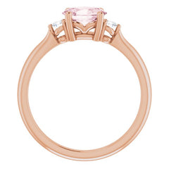 14K Rose 7x5 mm Oval Natural Pink Morganite & .08 CTW Natural Diamond Ring