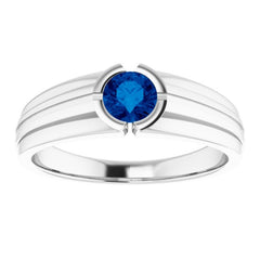 Platinum Lab-Grown Blue Sapphire Ring